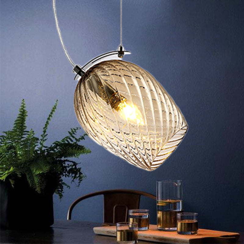 Modernist Tulip Pendant Light with Prismatic Glass - Clear/Amber/Smoke