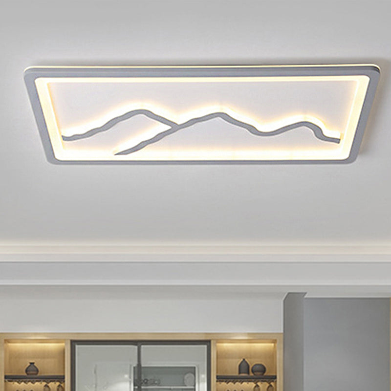 Contemporary LED Acrylic Flush Mount Light in White/Warm Light - Square/Rectangle, 19.5"/23.5"/35.5" Wide
