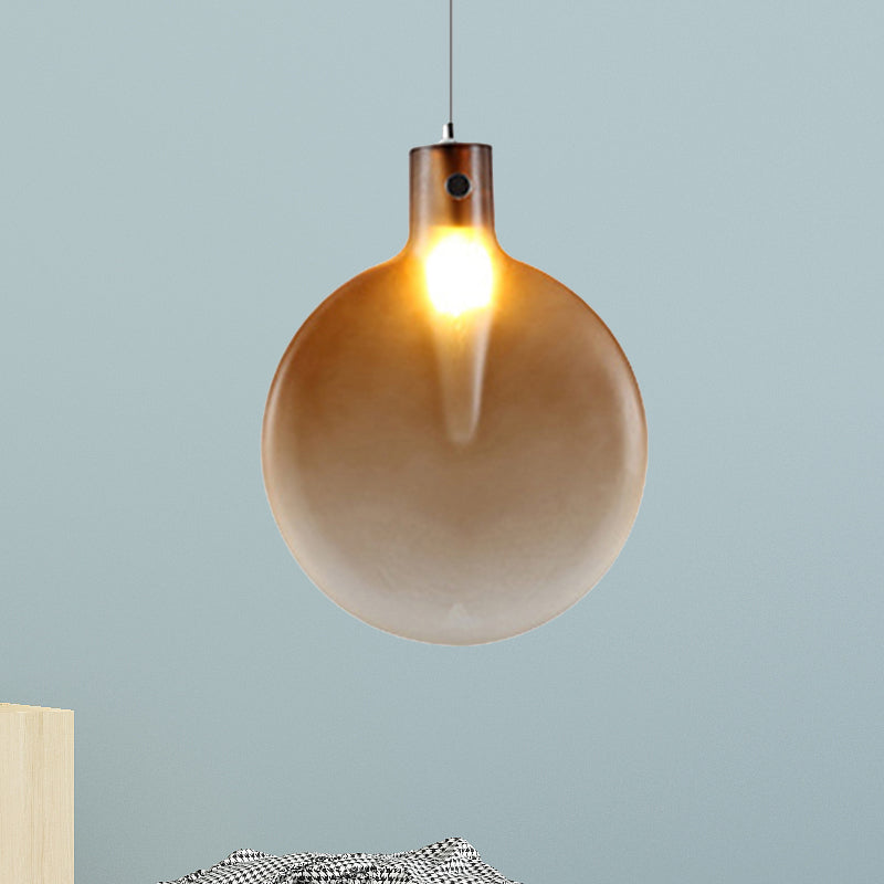 Nordic Sliver Ball Ceiling Light - 1 Light Brown/Green/Yellow Glass Pendant for Living Room