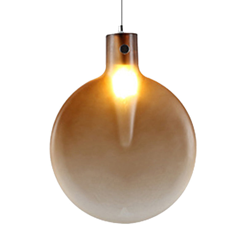 Nordic Glass Suspension Pendant - 1 Light Sliver Ball Hanging Ceiling In Brown/Green/Yellow For