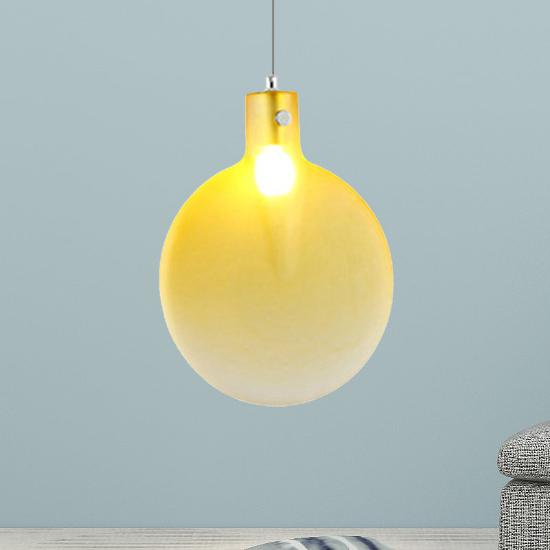 Nordic Sliver Ball Ceiling Light - 1 Light Brown/Green/Yellow Glass Pendant for Living Room