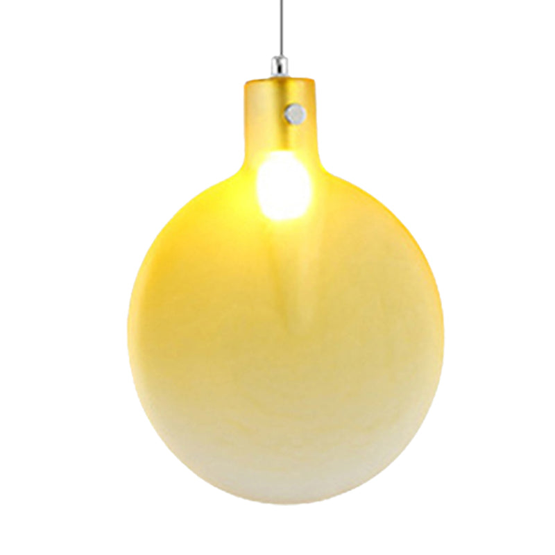Nordic Glass Suspension Pendant - 1 Light Sliver Ball Hanging Ceiling In Brown/Green/Yellow For