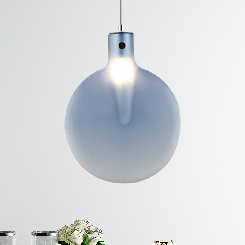 Nordic Sliver Ball Ceiling Light - 1 Light Brown/Green/Yellow Glass Pendant for Living Room