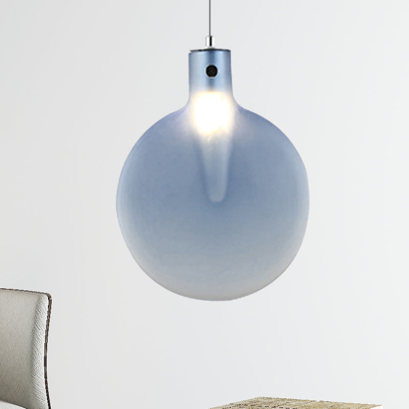 Nordic Sliver Ball Ceiling Light - 1 Light Brown/Green/Yellow Glass Pendant for Living Room