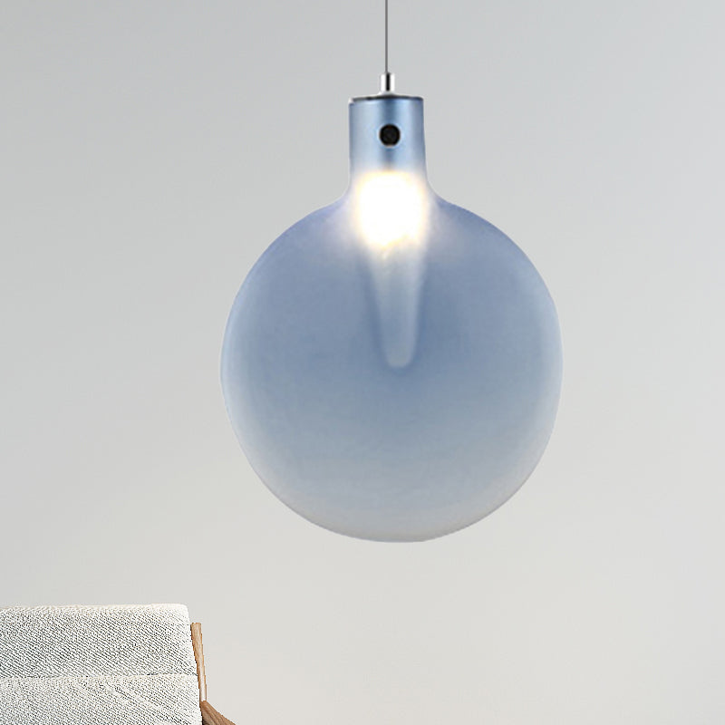 Nordic Glass Suspension Pendant - 1 Light Sliver Ball Hanging Ceiling In Brown/Green/Yellow For