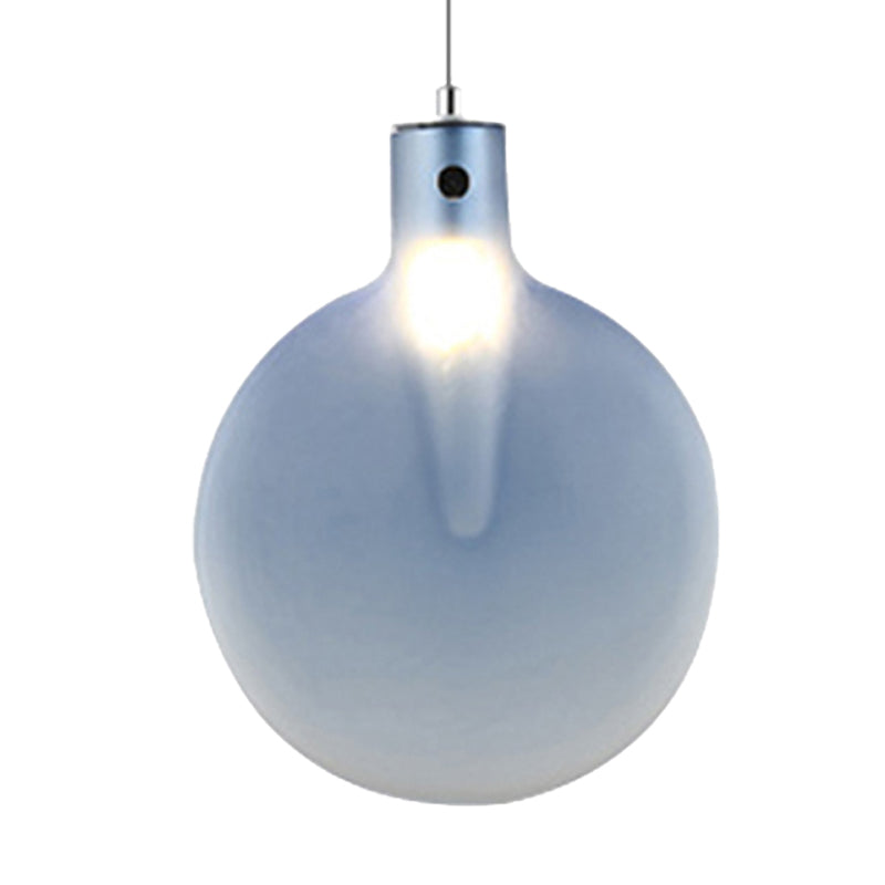 Nordic Glass Suspension Pendant - 1 Light Sliver Ball Hanging Ceiling In Brown/Green/Yellow For