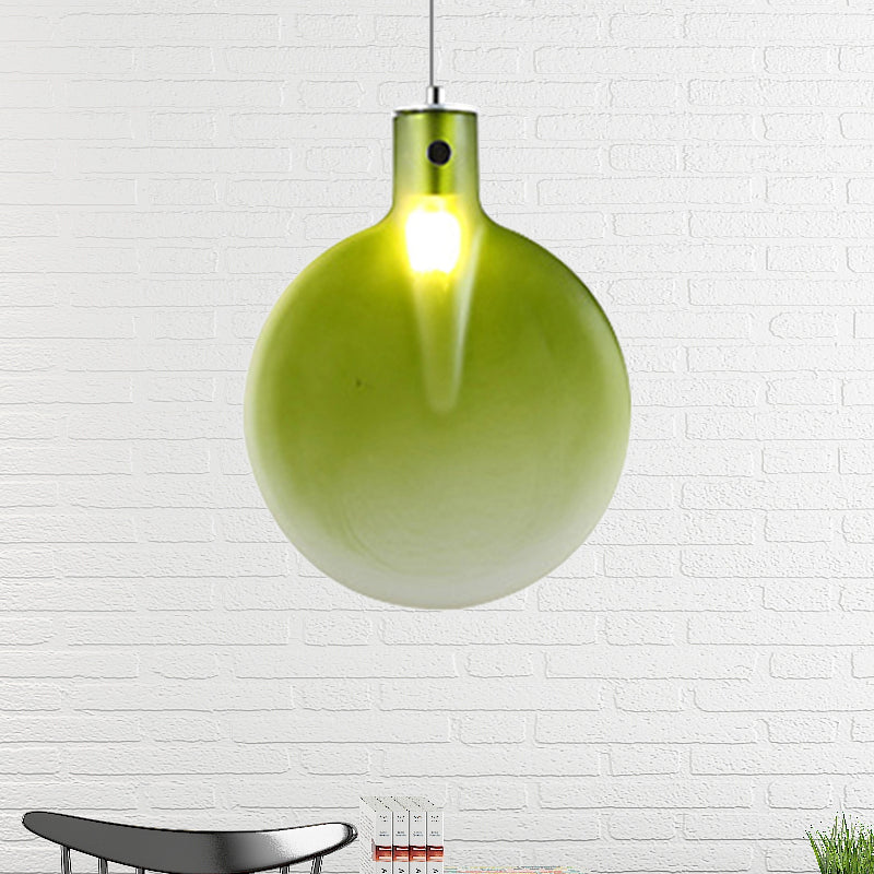 Nordic Sliver Ball Ceiling Light - 1 Light Brown/Green/Yellow Glass Pendant for Living Room