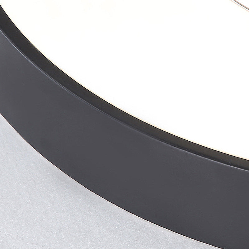 Modern Black LED Flush Mount Bedroom Lamp with Acrylic Circle Shade, 16"/19.5" Wide