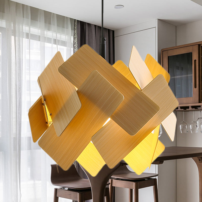 Nordic Style Acrylic Flower Pendant Lamp - Modern 1-Light Hanging Ceiling Light in Red/Blue/Light Wood