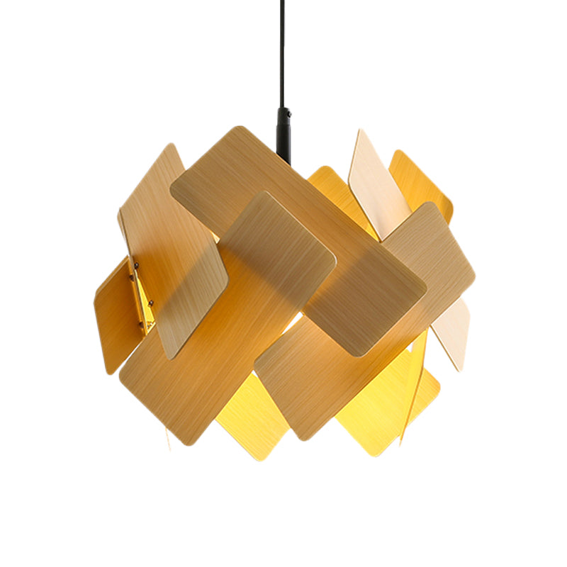 Nordic Style Acrylic Flower Pendant Lamp - Modern 1-Light Hanging Ceiling Light in Red/Blue/Light Wood