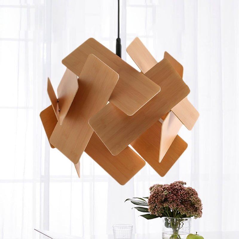 Nordic Style Acrylic Flower Pendant Lamp - Modern 1-Light Hanging Ceiling Light in Red/Blue/Light Wood