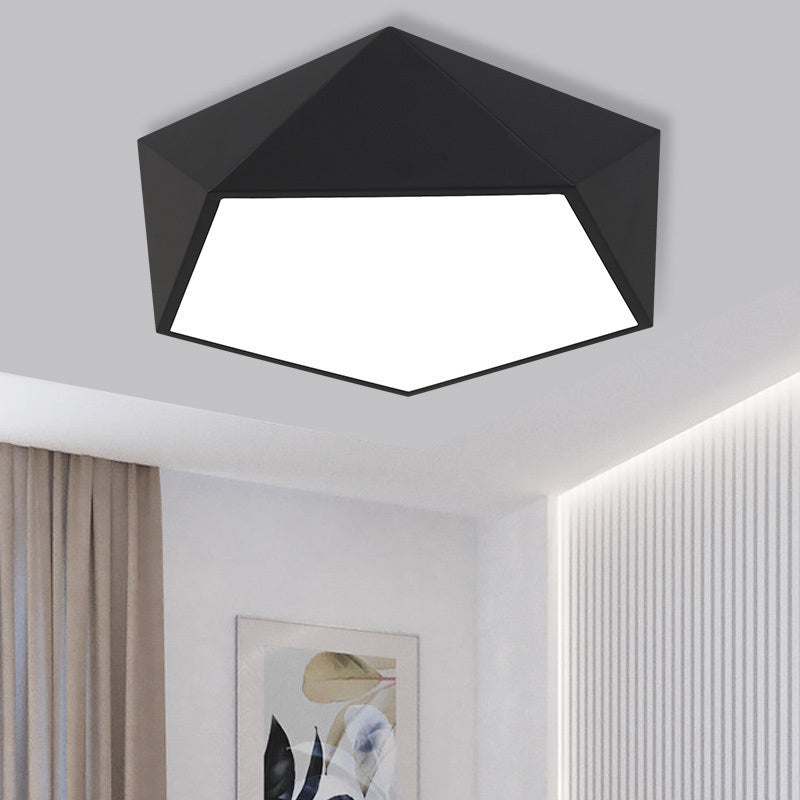 Modern Metal Pentagonal Flush Mount Led Light Fixture - Bedroom Ceiling Lighting Black / 16.5