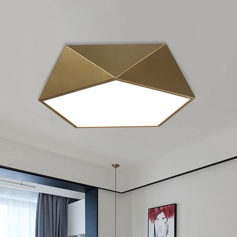Modern Metal Pentagonal Flush Mount LED Light Fixture - Bedroom Ceiling Lighting