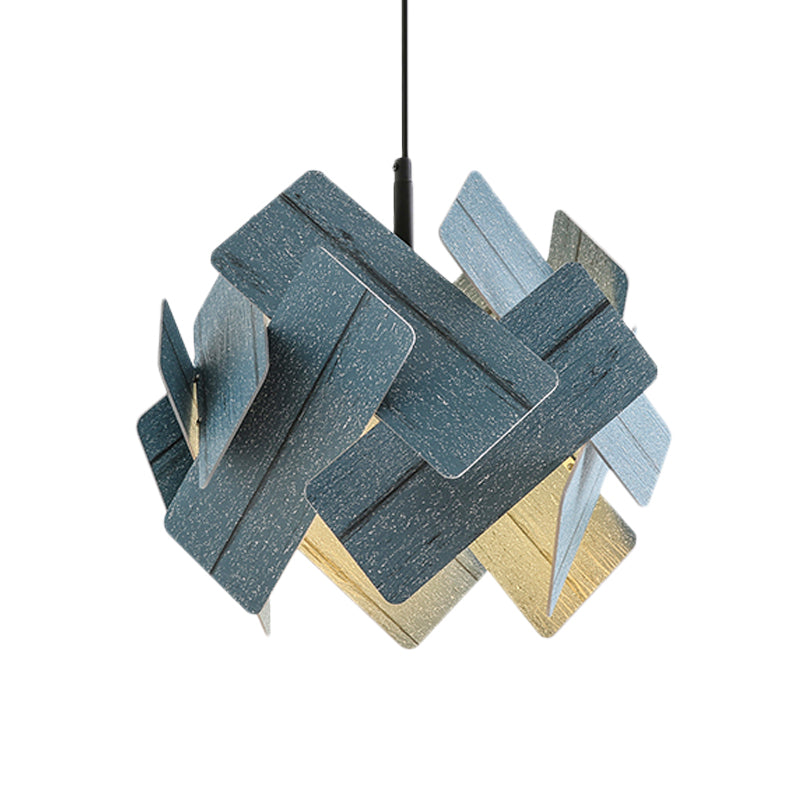 Nordic Style Acrylic Flower Pendant Lamp - Modern 1-Light Hanging Ceiling Light in Red/Blue/Light Wood