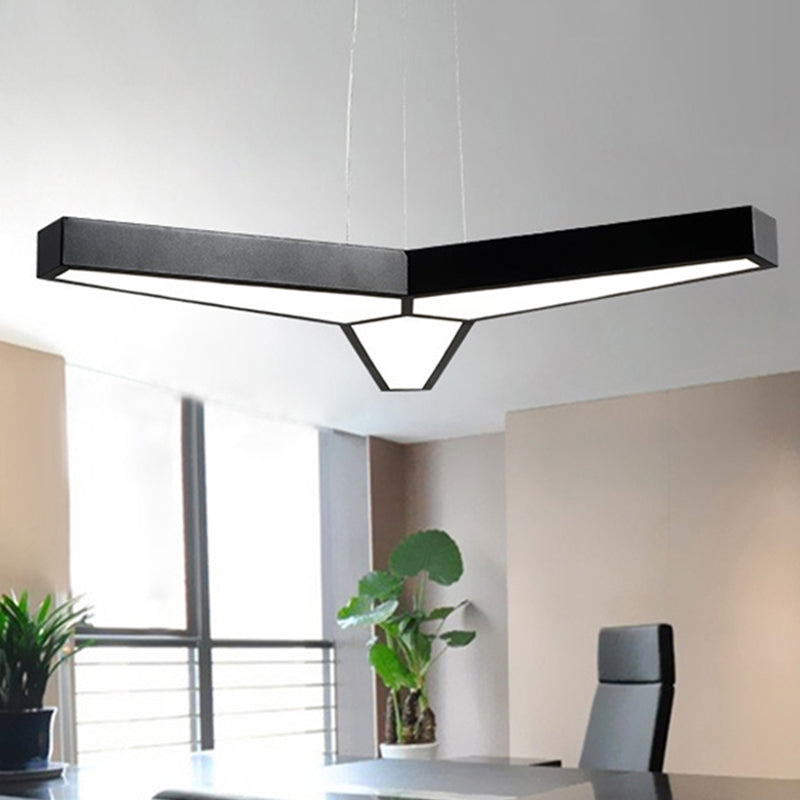 Modern Metal Y Shape Hanging Lamp With 3 Led Lights And White Acrylic Diffuser For Ceiling -