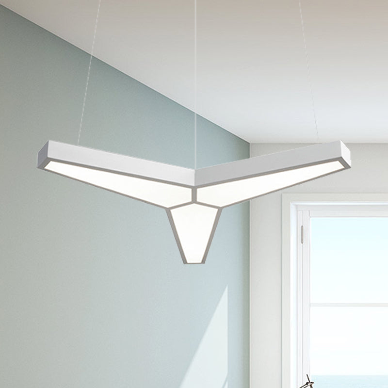 Modern Metal Y Shape LED Ceiling Lamp with 3 White Lights and Acrylic Diffuser - Available in Multiple Light Shades