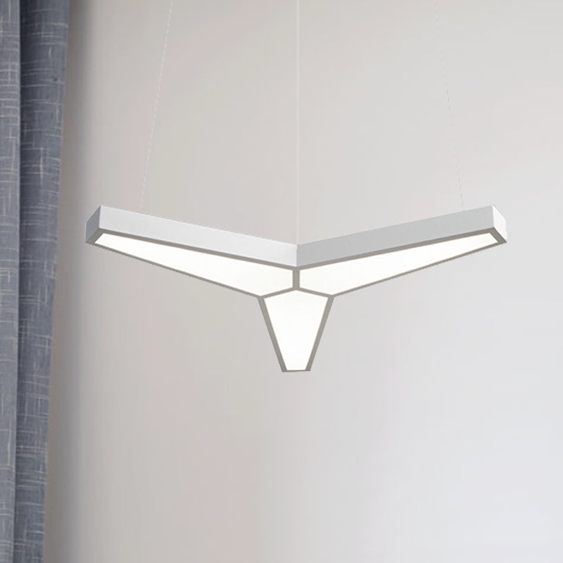 Modern Metal Y Shape Hanging Lamp With 3 Led Lights And White Acrylic Diffuser For Ceiling -