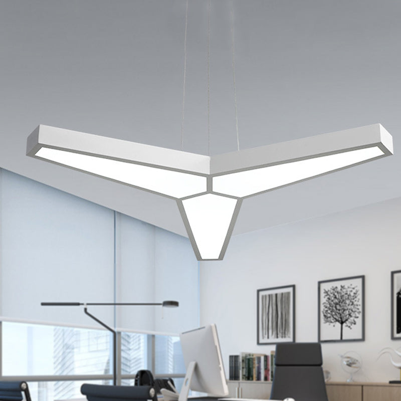 Modern Metal Y Shape Hanging Lamp With 3 Led Lights And White Acrylic Diffuser For Ceiling -