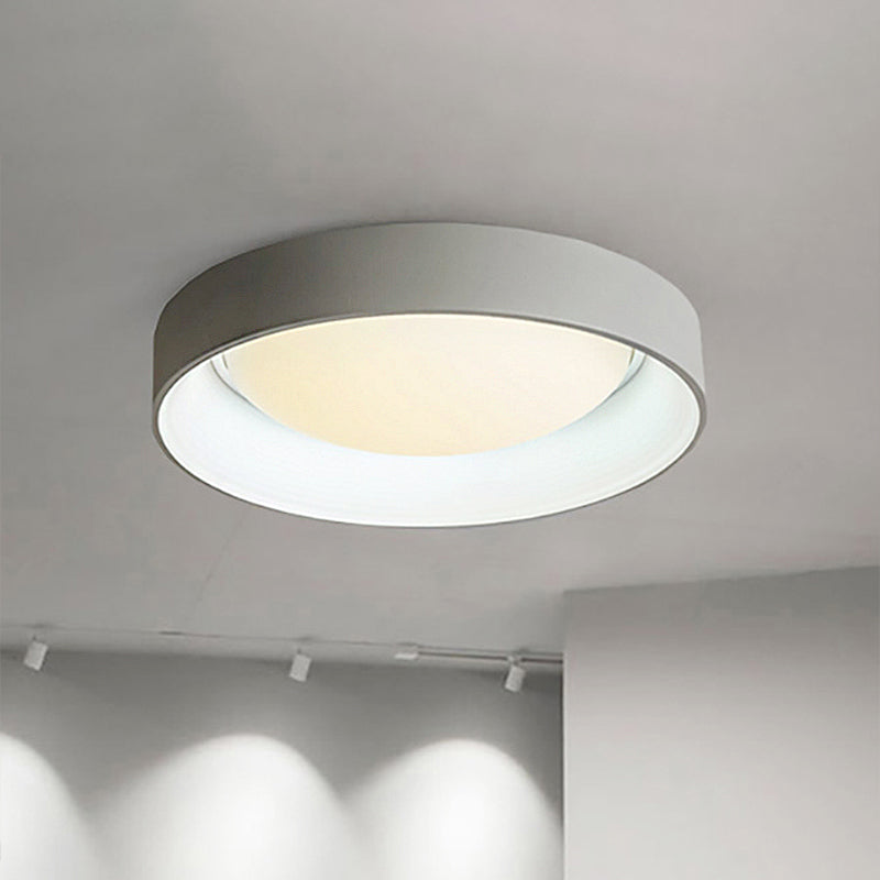 Nordic Acrylic Drum Ceiling Light: Grey/White 18"/23.5" Dia LED Flush Mount