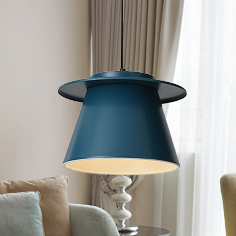 Modernist Barrel Pendant Lamp: 1-Light Metal Hanging Ceiling Light For Restaurants -