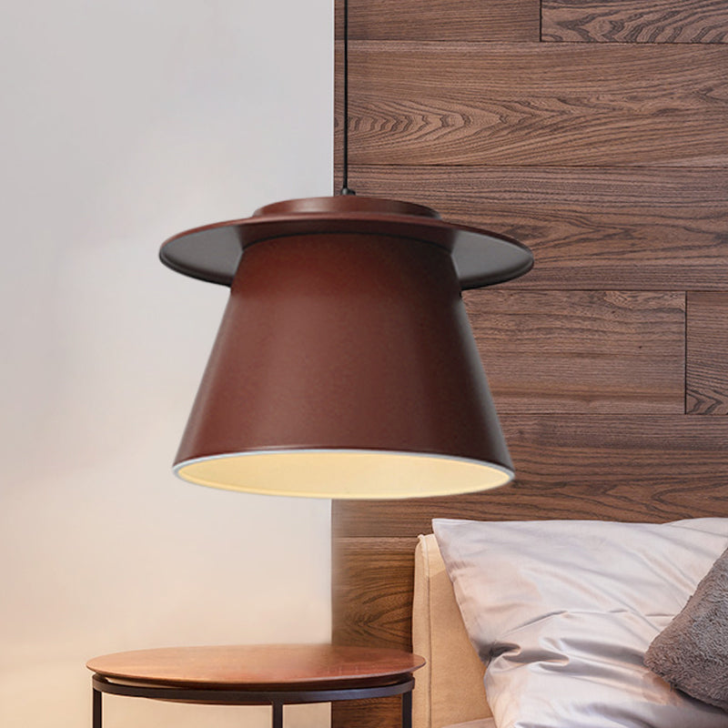 Modernist Barrel Pendant Lamp: 1-Light Metal Hanging Ceiling Light For Restaurants -
