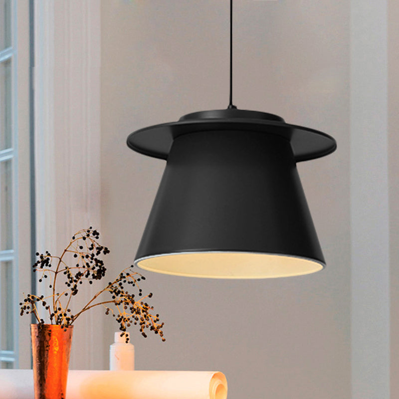 Modernist Barrel Pendant Lamp: 1-Light Metal Hanging Ceiling Light For Restaurants -