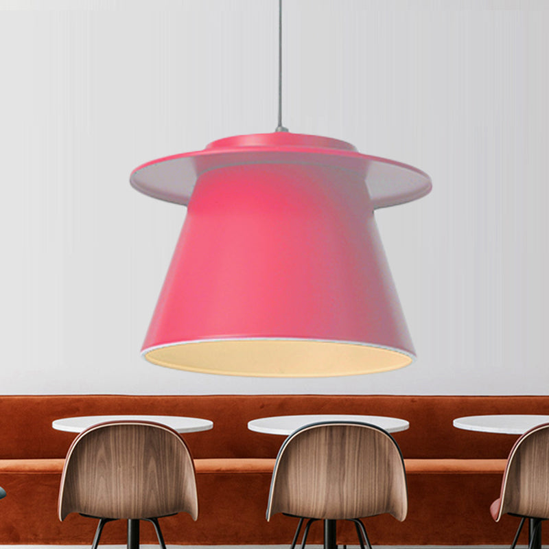 Modernist Barrel Pendant Lamp: 1-Light Metal Hanging Ceiling Light For Restaurants -