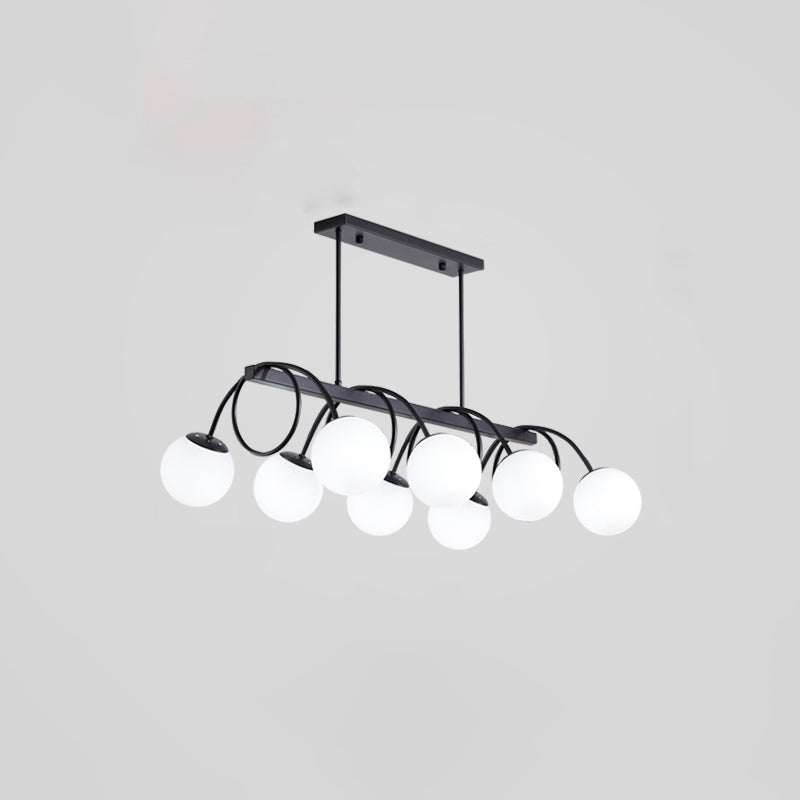 Sleek Black Glass Sphere Island Light For Modern Dining Rooms 8 / Milk White
