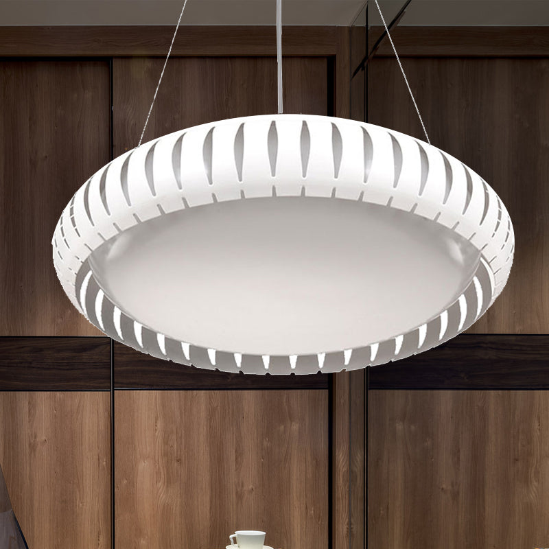 Contemporary Round LED Ceiling Pendant - Metal Gold/Black/White, Warm/White/Natural Light - 18"/22