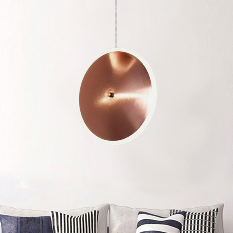 Vertical Disc Hanging Light: 8/12/16W Rose Gold Suspension Pendant With Led Acrylic In Warm/White