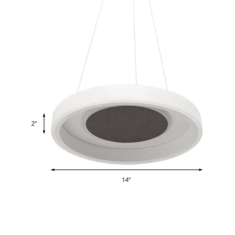 Modern Acrylic Round Pendant Light - 14"/19.5" Wide LED Ceiling Lamp with White/Warm/Natural Light Options