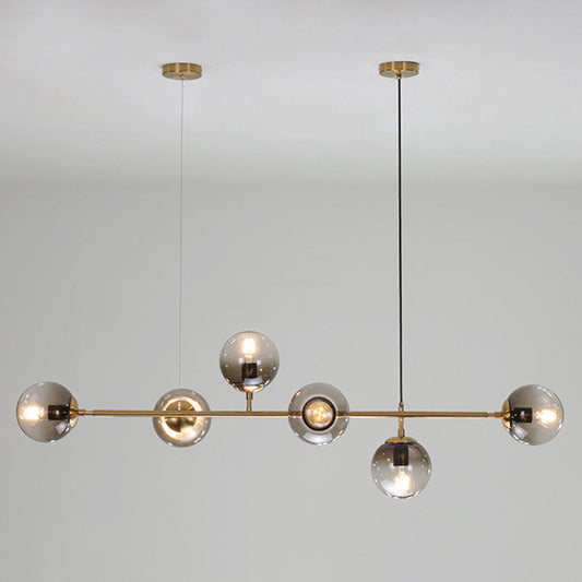 Suspension Gold Island postmoderne avec abat-jour en verre - Lot de 6