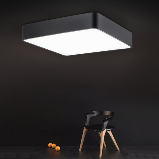 Stylish Office Illumination: Nordic Black Square LED Metal Flush Mount Ceiling Lamp