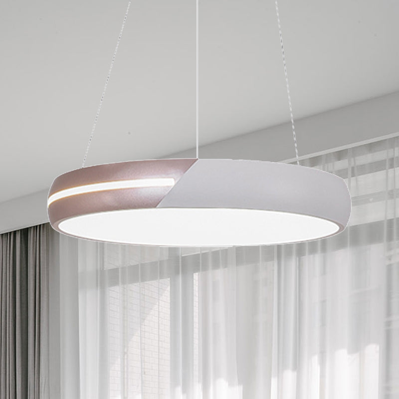 Modern LED Rose Gold Ring Pendant Light, Metal Hanging Fixture for Dining Room - 18"/19"/21.5"/30" Wide