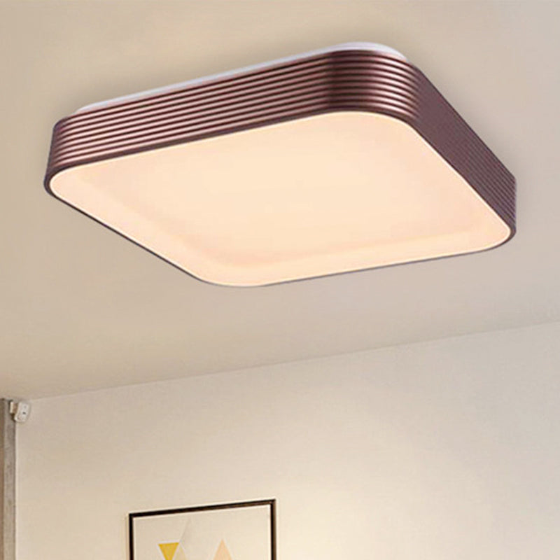 Modern Acrylic Square Ceiling Light - 18"/23.5" Wide Dark Red LED Flush Mount Fixture