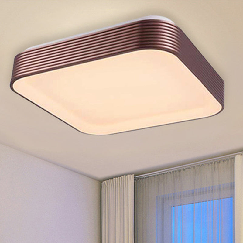 Modern Acrylic Square Ceiling Light - 18"/23.5" Wide Dark Red LED Flush Mount Fixture