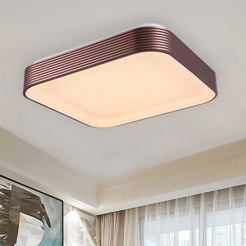 Modern Acrylic Square Ceiling Light - 18"/23.5" Wide Dark Red LED Flush Mount Fixture