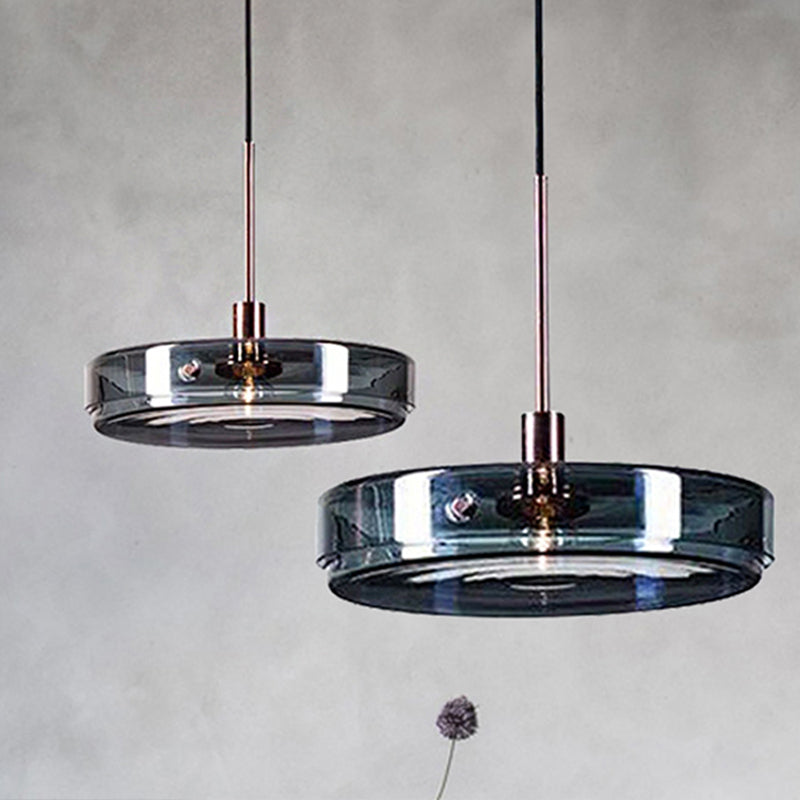 Modernist Green Glass Circular Suspension Pendant Light for Living Room - 1 Light Hanging Lamp (Vertical/Horizontal Type)