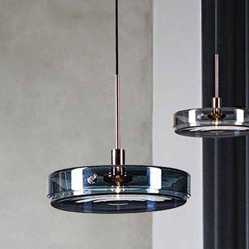 Modernist Green Glass Circular Suspension Pendant Light for Living Room - 1 Light Hanging Lamp (Vertical/Horizontal Type)
