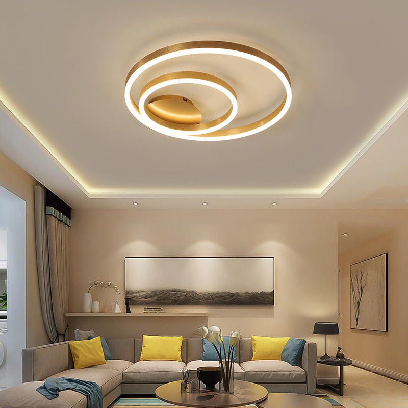 Minimalistic Gold Led Ceiling Mount Light For Bedroom - Aluminum Fixture / 19.5 White