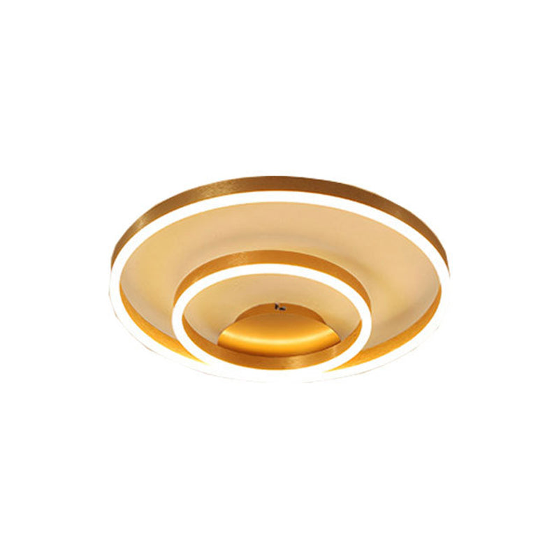 Minimalistic Gold LED Ceiling Mount Light for Bedroom - Aluminum Fixture