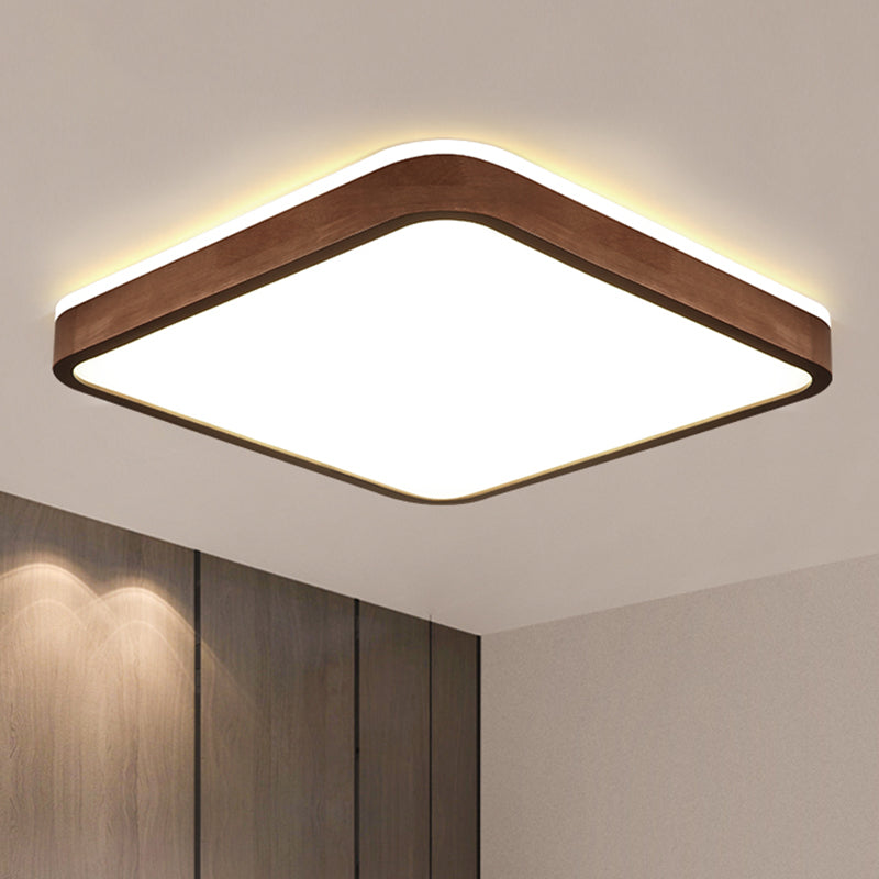 Minimalist Brown Geometric LED Flush Ceiling Light for Bedroom