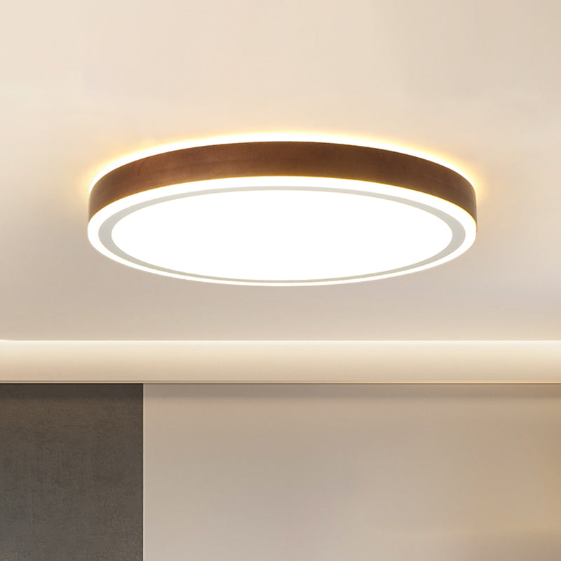 Minimalist Brown Geometric LED Flush Ceiling Light for Bedroom