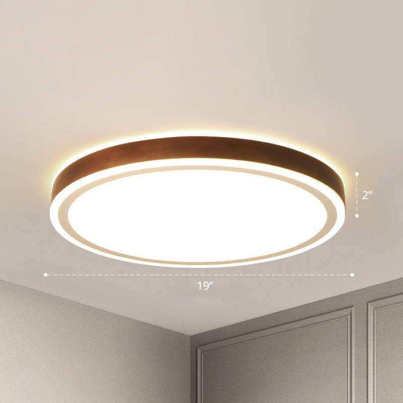 Minimalist Brown Geometric LED Flush Ceiling Light for Bedroom