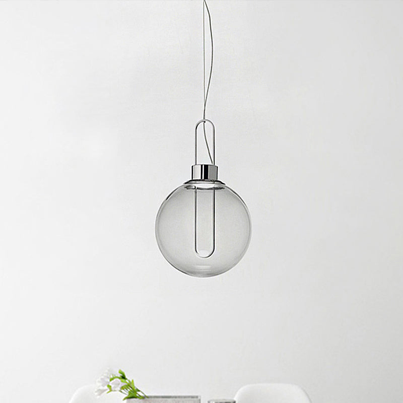 Plafonnier suspendu en forme de sphère en verre transparent moderniste avec 1 lumière en or/chrome/or rose et éclairage blanc