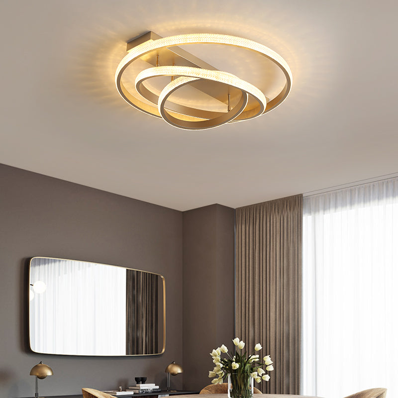 Modern Champagne Loop Flush Mount LED Ceiling Light