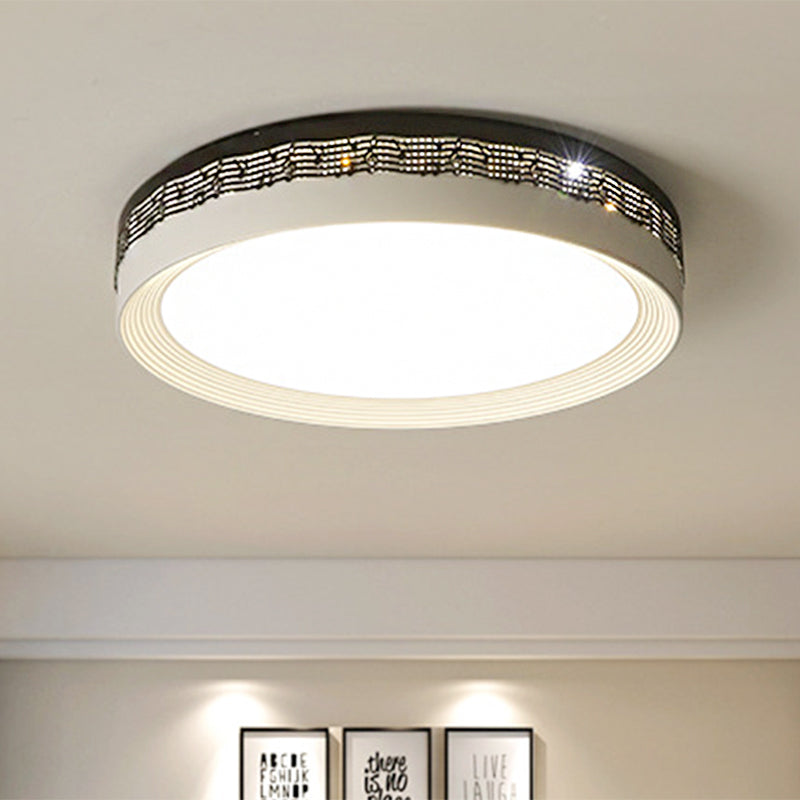 Contemporary LED Ceiling Lamp in Black, Round 18"/22"/30" Dia, Flush Mount with Warm/White Lighting and Rhythm Pattern
