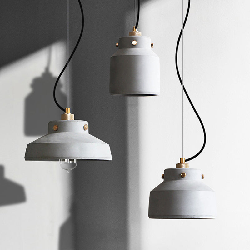 Modernist 1-Light Grey Mason Jar Cement Pendant Lamp - 7"/10"/12.5" Width