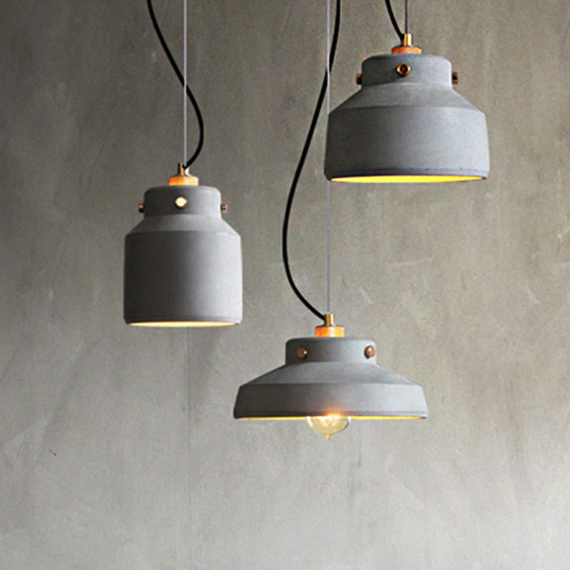 Grey Cement Suspension Lamp - Modernist 1 Light Hanging Ceiling Fixture Multiple Sizes Available