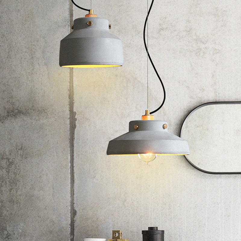 Modernist 1-Light Grey Mason Jar Cement Pendant Lamp - 7"/10"/12.5" Width